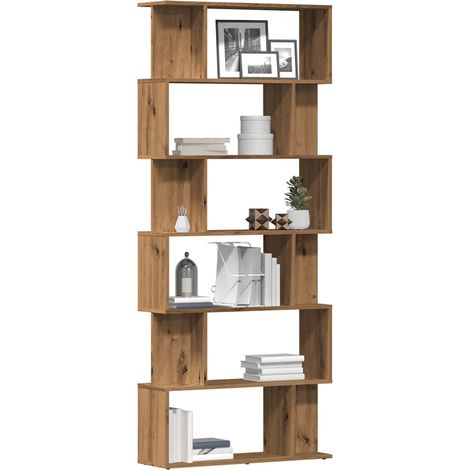 Vidaxl – Bibliothèque en bois d'ingénierie chêne artisan 80x24x192 cm – 6 étagères – Résistante à l'humidité – Design épuré