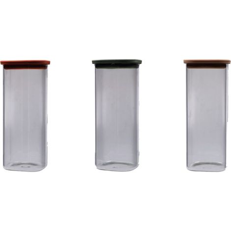 1 Pezzo Barattolo da Cucina in Vetro Borsilicato 26 x 11 x 11 cm 3 Colori