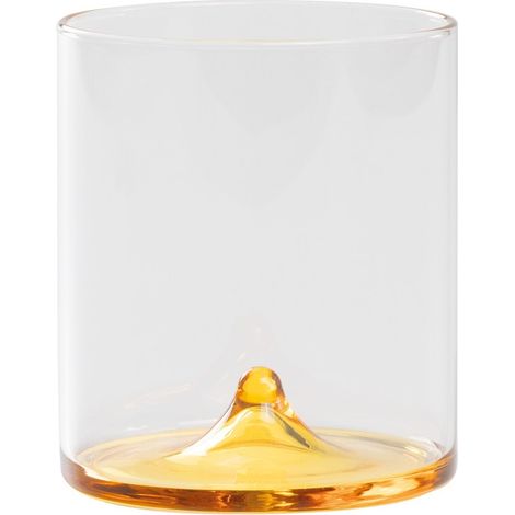 Discobolo Tumbler Set 4 Bicchiere in Vetro Borosilicato Soffiato a Mano Trasparente e Giallo Oro Capacità 34,5 cl Design Elegante Made in Italy