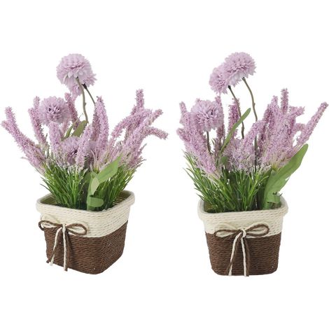Plante artificielle en pot, fausses plantes en plastique créatives et réalistes pour la maison, le Restaurant et le bureau (hortensia lavande) (1/5)
