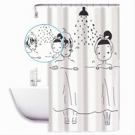 YMYNY Cleafe - Rideau de douche anti-moisissure pour couple, imperméable, 180 x 180 cm, anneaux de salle de bain, 59528 - (1/2)