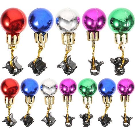 Set mit 12 glitzernden Weihnachtsbartclips mit Glöckchenanhänger, bunte Bartverzierungen, Weihnachtsmann-Bartschmuck für Männer (verschiedene Farben). – 61,5 cm (1/3)