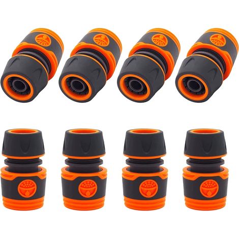 Gartenschlauchanschluss, 8 Stück Bewässerungsschlauchdüse, Bewässerungsschlauchadapter, geeignet für Schläuche, Gartengeräte, Düsen, Spritzpistolen (Orange) (1/5)