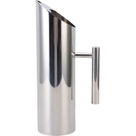 Caraffa in acciaio inox 304, 1,5 L, design moderno, con manico, ideale per bevande calde e fredde, tè, caffè, succhi di frutta, colore argento. (1/5)