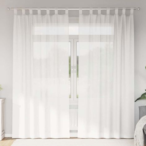 Voile Vorhänge mit Schlaufen 2 Stk. Weiß 140x225 cm