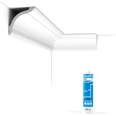 Pack 10 mètres Corniches Plafond CX127 avec colle - Orac x Cimaises-et-plus - 9,5x9,5x200cm (h x p x L) - moulure décorative polymère (1/5)
