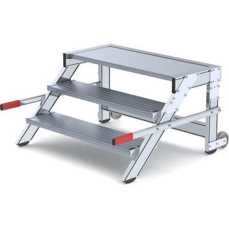 MUNK Arbeitspodest fahrbar Stahl-Gitterrost 1000mm Stufenbreite 3 Stufen (1/3)