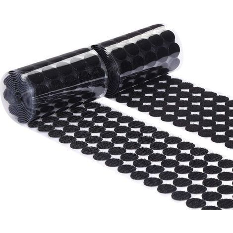 15mm Scratch Autocollant Double Face Rond, Crochet et Boucle Auto-adhésifs pour Salle de Classe, Bureau, Maison, bricolages pour Enfant (500 Paires, Noir) (1/5)