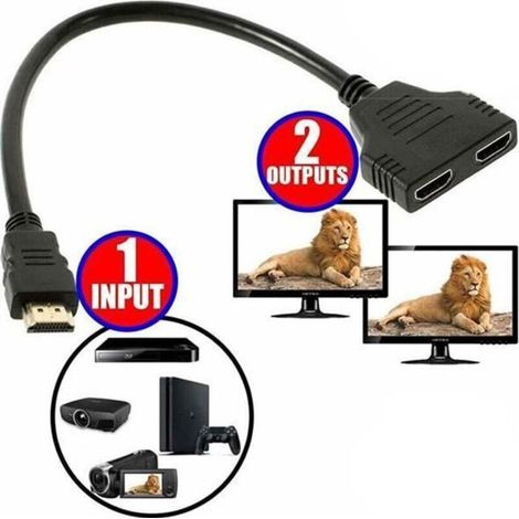 2 X Adaptateur Prise HDMI Mâle vers Double HDMI Femelle Multiprise hdmi switch (1/4)