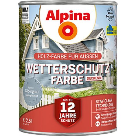 Peinture de protection contre les intemp&233ries Alpina gris argent&233 2,5L couvrante (1/3)