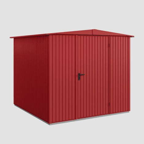 Hörmann Ecostar Metall-Gerätehaus Trend mit Satteldach Typ 2, 259 x 248 cm, purpurrot, 5,7 m², 1-flüglige Tür