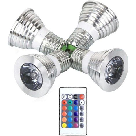 E27-Leuchtmittel und 1 Fernbedienung mit Speicherfunktion. Strahler mit 17 wechselnden Farben. 4 dynamische Lichtmodi. (1/5)