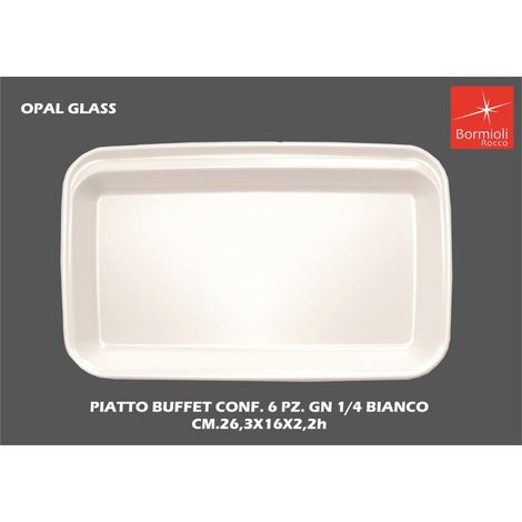 Set 6 Piatti da Buffet Gastronomia in Vetro Opale 1/4 Bormioli Rocco