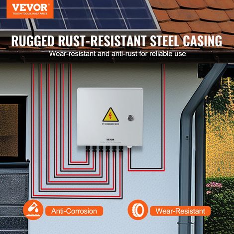 Boîte de combinaison PV, 6 chaînes, boîte de combinaison solaire avec fusible de courant nominal 10 A, disjoncteur 63 A parafoudre,… (1/5)
