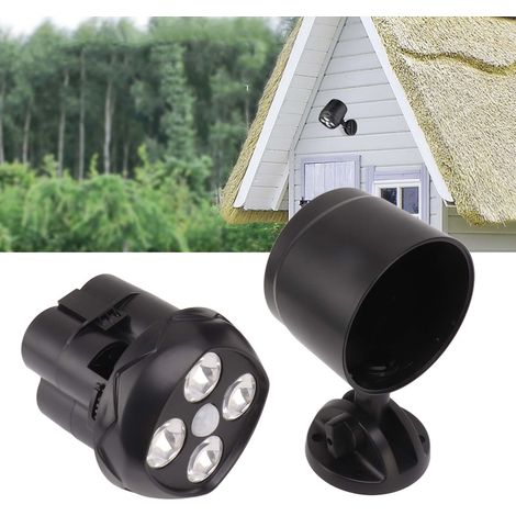 Lampe murale extérieure à 4 LED avec détecteur de présence, étanche, à piles, projecteur rotatif, pour cour. (1/5)