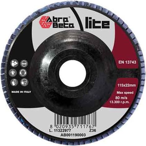 DISCO LAMELLARE ALLO ZIRCONIO 'LITE' ABRA BETA Ø 115x22 mm - grana 120 Q.TA 10