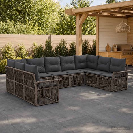 Set Divano da Giardino 9 pcs Grigio polyrattan vidaXL (1/5)