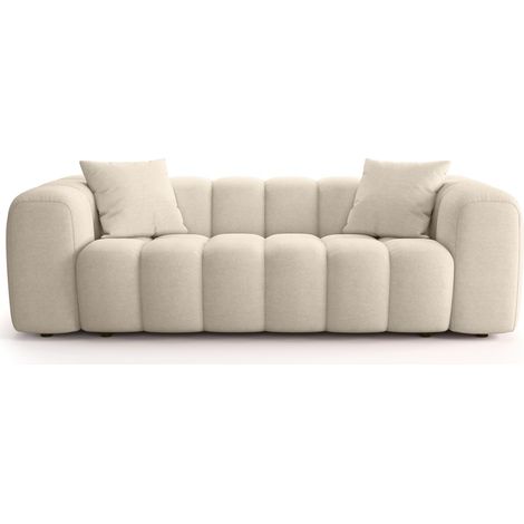 Canapé droit 3 places en tissu chenille beige - Nuvola (1/5)
