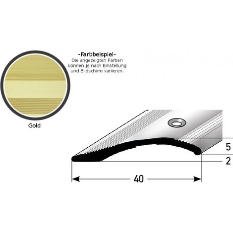 Ausgleichsprofil / Anpassungsprofil "Creston", Ausgleich: 2 - 16 mm, 40 mm breit, Aluminium eloxiert, gebohrt / selbstklebend-goldfarbig-1000-gebohrt