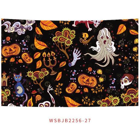 Décor de fond pour Halloween, bannière haut de gamme avec fantômes et citrouilles, nouvelle décoration murale festive - 110 x 180 cm - Style 14