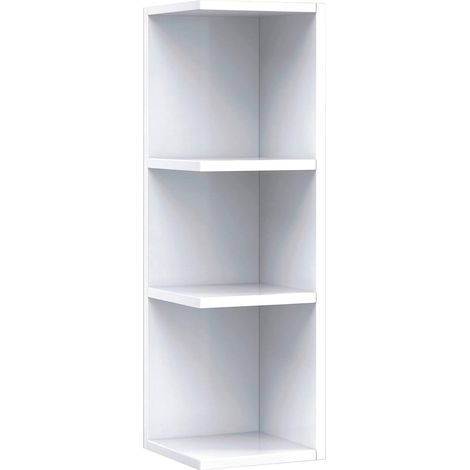 Modulo Angolare Bagno Sospeso Con 3 Ripiani Mobile Salvaspazio Mobiletto Da Parete Per Organizzare Accessori Prodotti Asciugamani Design Moderno Compatto Regina 65 x 20 x 19.5 Cm Bianco Lucido (1/5)