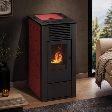 Estufa de pellets canalizable HERMOD 14 kW Muspel de acero con sistema de distribución de calor a múltiples estancias + Wifi (1/5)