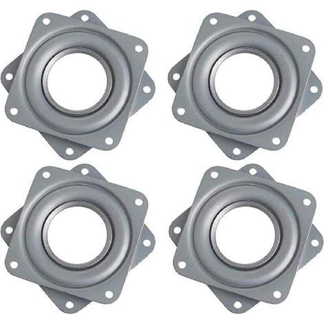Plateau Tournant Carré 4 Pouces, 360 Degrés, Rotatif à Roulement à Billes, Métal Galvanisé, Plaque Pivotante Silencieuse, Flexibilité Optimale pour Présentoirs, Moniteur Ordinateur et Tabouret (1/4)