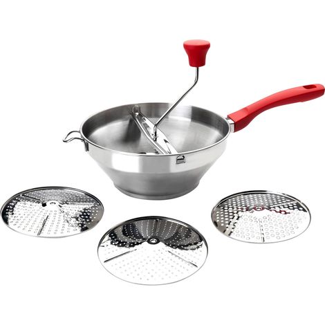 IBILI PASAPURES Luxe 3 DISCOS 24 CM, Stainless Steel, Argento/Rosso (1/3)