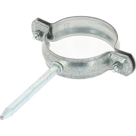 Collier de fixation murale nervuré en acier galvanisé Ø80 mm – Fixation robuste pour chantiers humides – Résistance à la corrosion