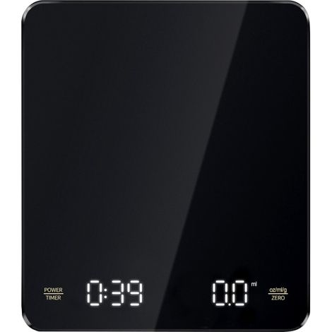 Báscula de cocina electrónica, 3 kg/0,1 g (kilogramos), recargable por USB, pantalla LCD, color negro (1/5)