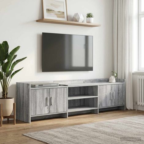 Meuble TV 4 portes en bois d’ingénierie Sonoma gris 168 x 33 x 47 cm - PANGIVO (1/5)