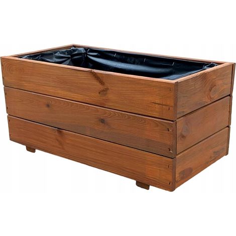 Maceta de jardín de madera de teca 60x30x29 D26 (1/5)