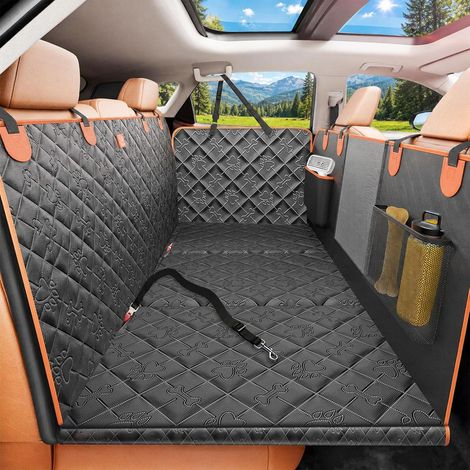 Fond Rigide Protection Voiture Chien Extension Housse Voiture Chien Aux Rayures Imperméable Protection Voiture Chien Siege Arriere avec Ceinture Convient à la Plupart des Voitures SUV Camions (1/5)