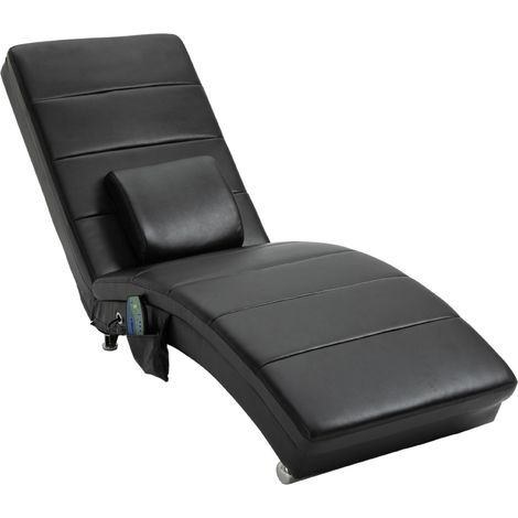 Fauteuil relax en cuir synthétique noir avec 8 points de massage et télécommande, 58 x 163 x 87 cm, capacité 120 kg (1/5)