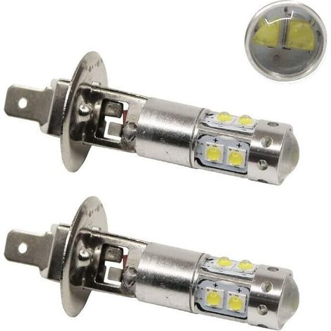 Paire d'ampoules LED pour feux de brouillard 12-24V 10W/15W H1/H3/881/889/880/899, jaune 3000K/blanc 6000K, feux de jour (DRL) (1/2)