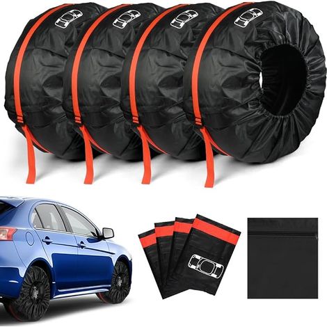 Tyre Covers, Car Tyre Bags, Waterproof Dustproof Car Wheel Protection Covers with Handle and Storage Bag for Car and SUV (L,Ø80cm) (1/5)