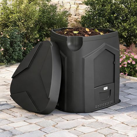 Composteur jardin 240L polypropylène 3 portes 66 aérations 78 x (1/5)