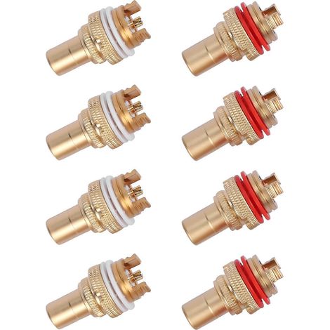Lot de 8 prises femelles en cuivre rouge et blanc pour amplificateur HiFi (1/5)