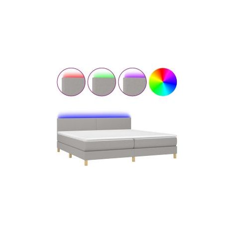 Sommier à lattes de lit matelas LED Gris clair 200x200 Tissu (1/5)
