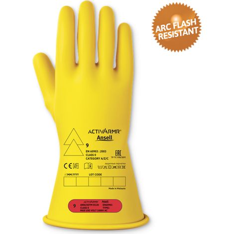 Ansell ActivArmr RIG011Y120 Naturlatex Elektrikerhandschuh Größe (Handschuhe): 12 EN 21420:2020, EN