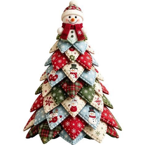 Un joli sapin de Noël matelassé à faire soi-même, unique et diversifié, une décoration d'art et d'artisanat sur le thème de Noël et un bonhomme de neige de Noël (1 pièce). (1/5)