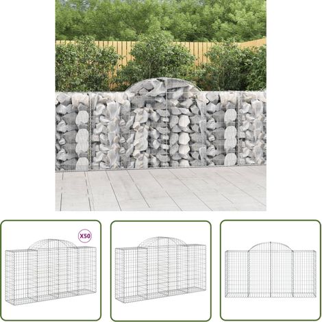 The Living Store - Gabionen mit Hochbogen 50 Stk 200x50x100/120cm Verzinktes Eisen (1/5)