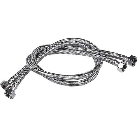 Raccord de tuyau de robinet tressé en acier inoxydable 304, tuyau d'alimentation 1/2" IP femelle vers 1/2" IP femelle droit, remplacement de tuyau de robinet (une paire) (32 pouces) (1/4)