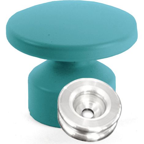 Kit de Fixation : Rondelle multi-matériaux Alu + Grande Patère convexe Bleu canard - L'Attachante (1/5)