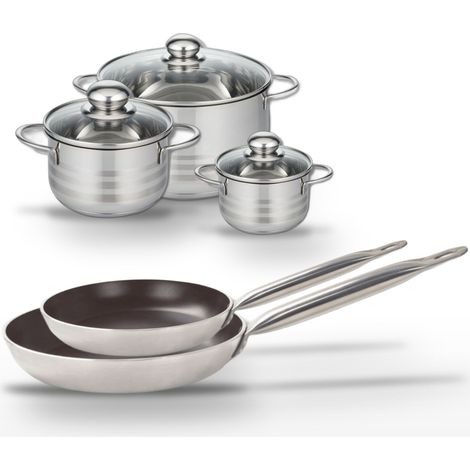 Lot 2 Poêles 28/32 cm & 3 Faitouts 12/16/20 cm Elo Bistro Line (1/5)