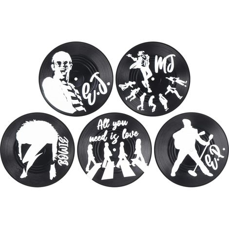 Ensemble de 6 sous-verres en vinyle avec support, sous-verres en vinyle silicone, Dis