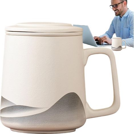 Tasse À Thé Avec Infuseur Et Couvercle,Mug En Céramique Avec (1/5)