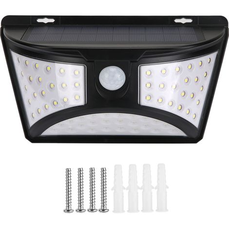 Lampe murale solaire 68 LED 6500K, étanche, détection de mouvement PIR, éclairage de sécurité extérieur pour jardin. (1/5)