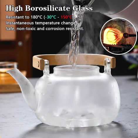 Teiera con infusore, 1 litro, teiera riscaldante in vetro trasparente con filtro rimovibile, teiera, adatta per tè aromatizzati, tè verde, tè nero, tè alla frutta, ideale per tè e caffè (1/4)