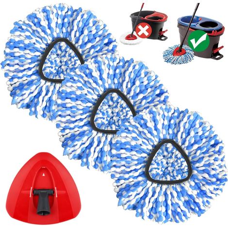 Testine per mocio H2Pro con base rotante, compatibili con le ricariche di ricambio per mocio Viledar H2Pro RinseClean: 3 panni in microfibra + 1 (1/5)